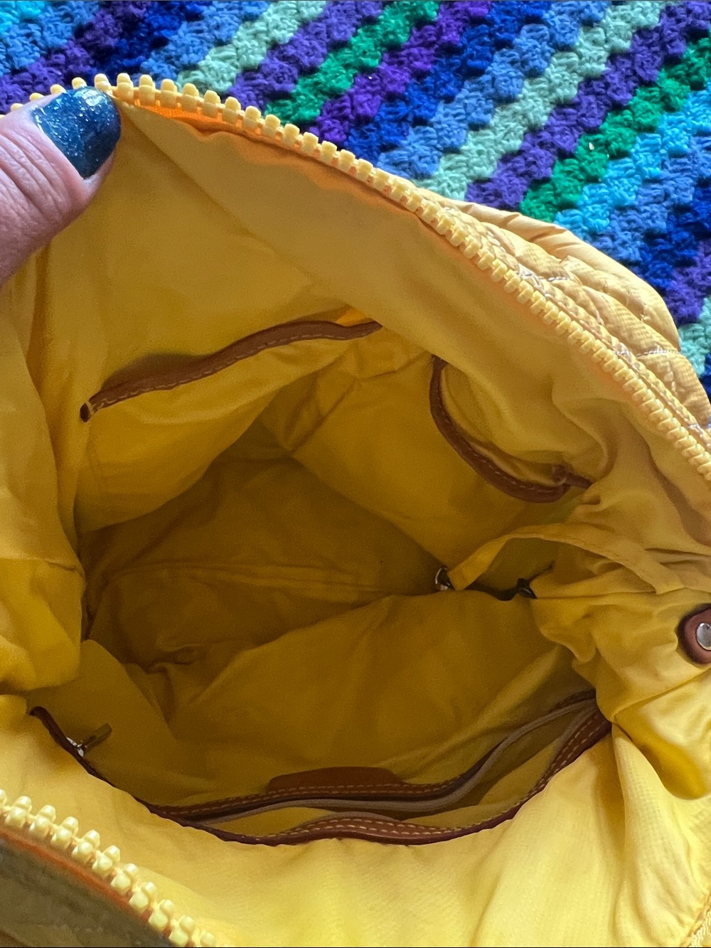 MZ Wallace Yellow Blue Ombre Quilted Crossbody Tote - Picture 8 of 11